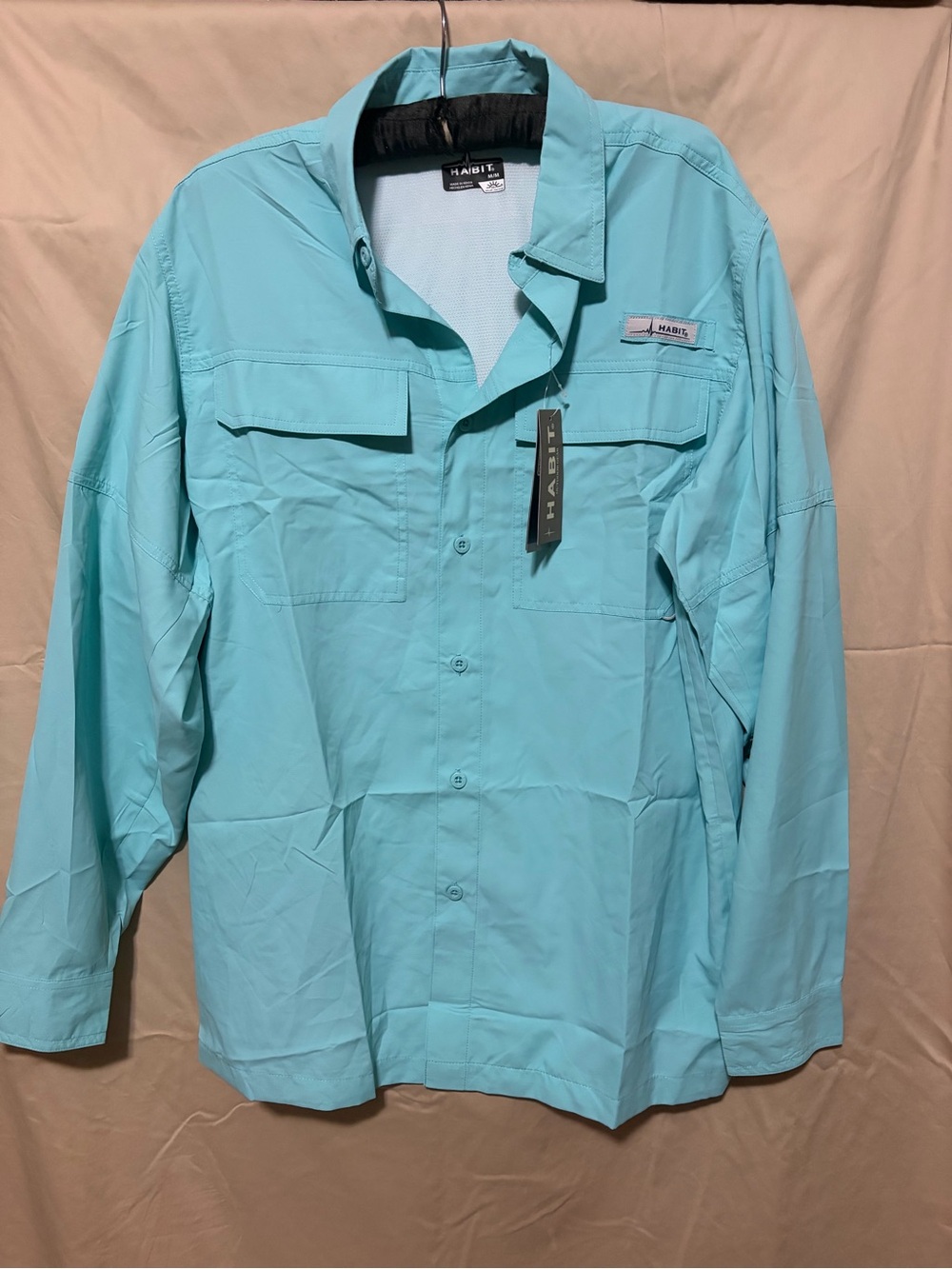 Habits Performance Long-Sleeve Button-Down Shirt - Aqua